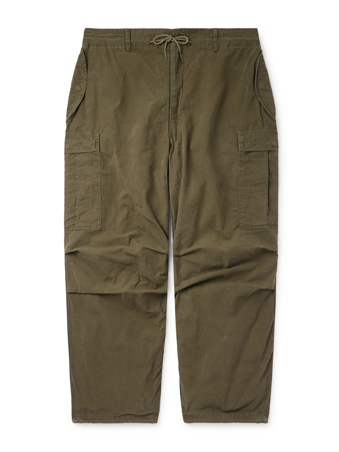 Wide-Leg Cotton-Canvas Drawstring Cargo Trousers
