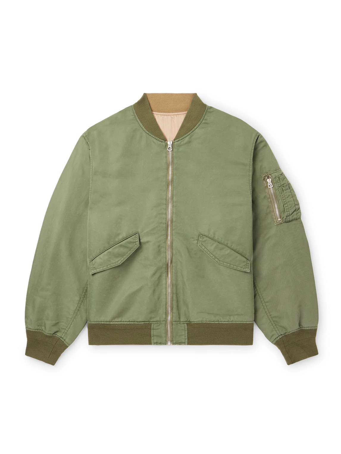 Reversible Embroidered Satin-Twill and Twill Bomber Jacket