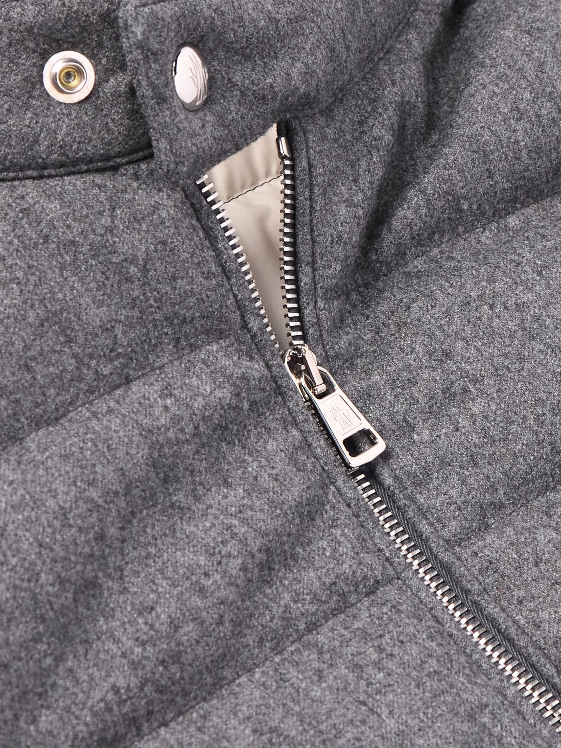 Shop Moncler Acorus Slim-fit Logo-appliquéd Quilted Flannel Down Jacket In Gray