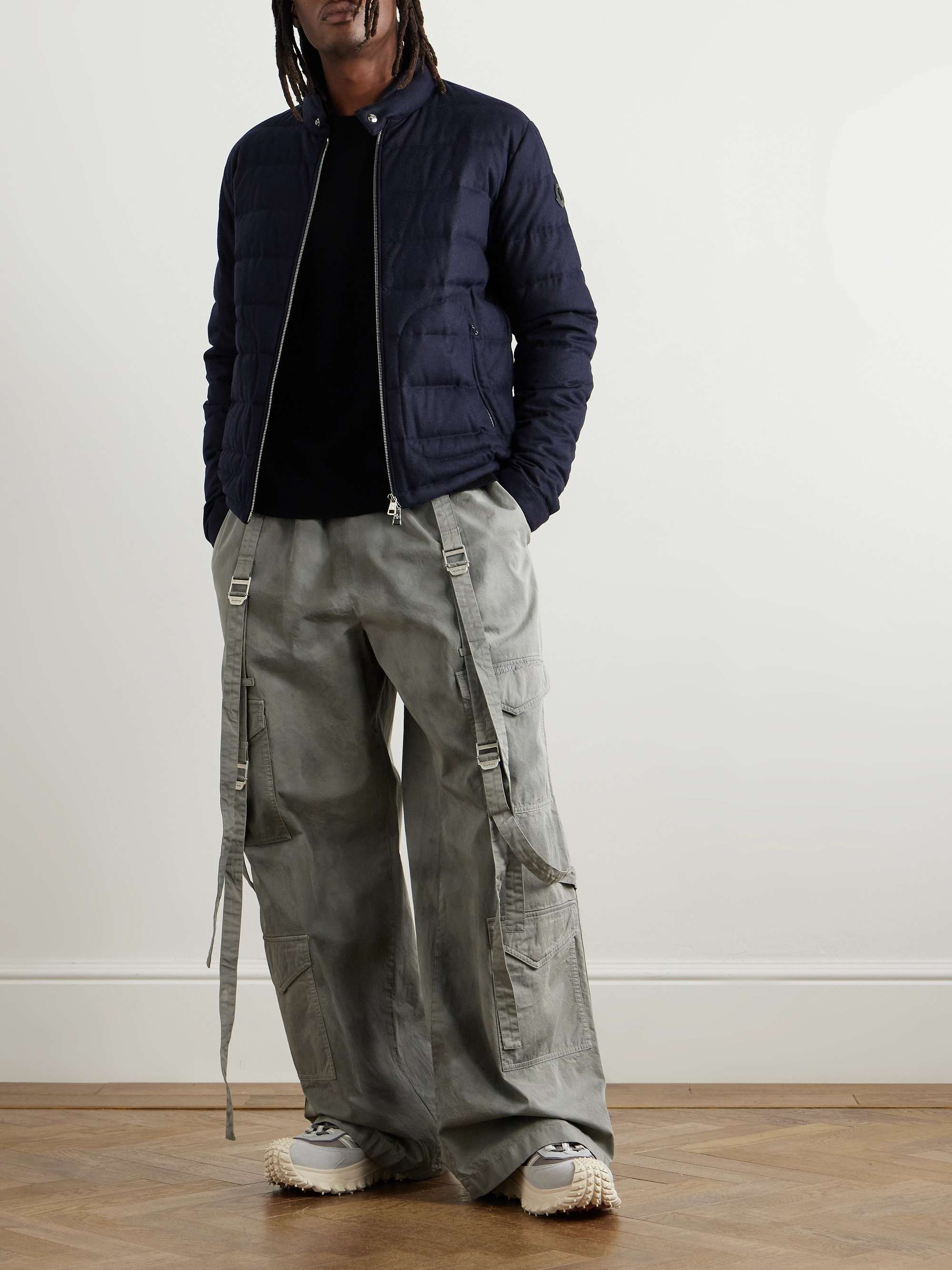 MONCLER Acorus Slim-Fit Logo-Appliquéd Quilted Flannel Down