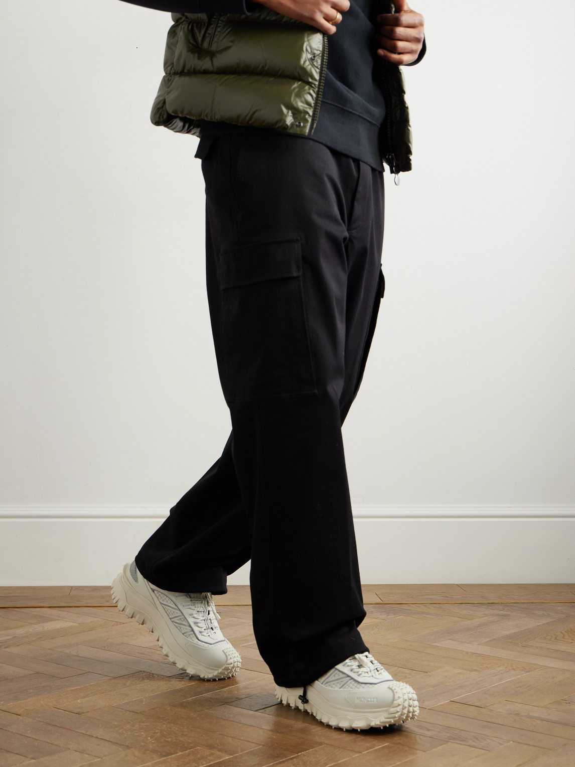 Moncler Trailgrip Gtx Leather-trimmed Ripstop And Rubber Sneakers In White