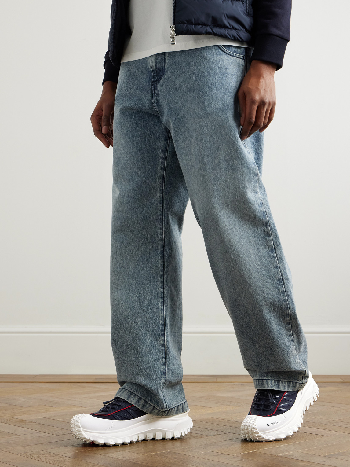 Moncler Trailgrip Gtx Leather-trimmed Ripstop And Rubber Sneakers In Blue