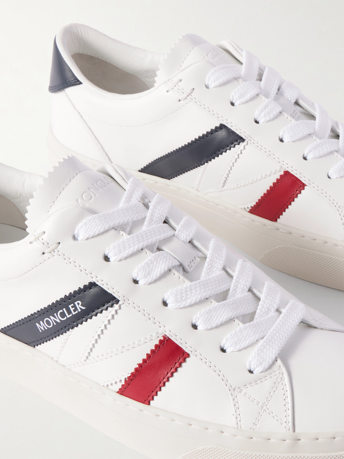 Moncler Low Top Sneakers Featuring Contrasting Panels In White