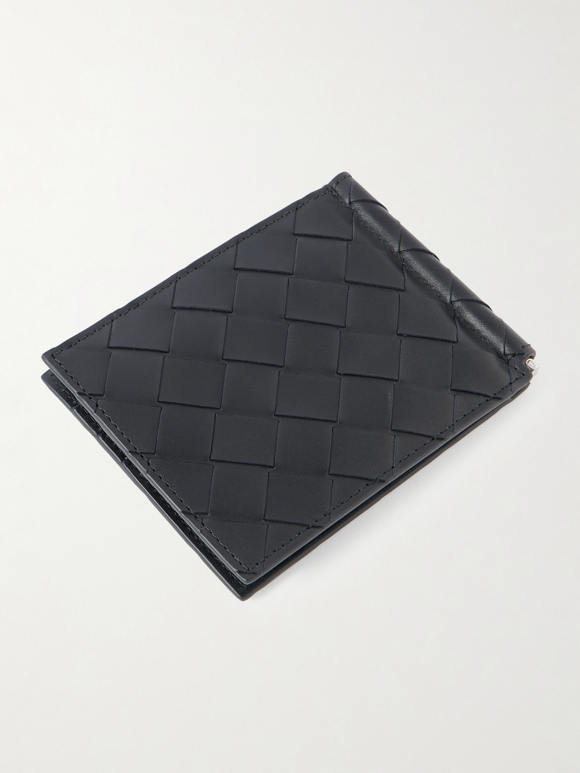 Intrecciato Leather Billfold Wallet with Money Clip — 2