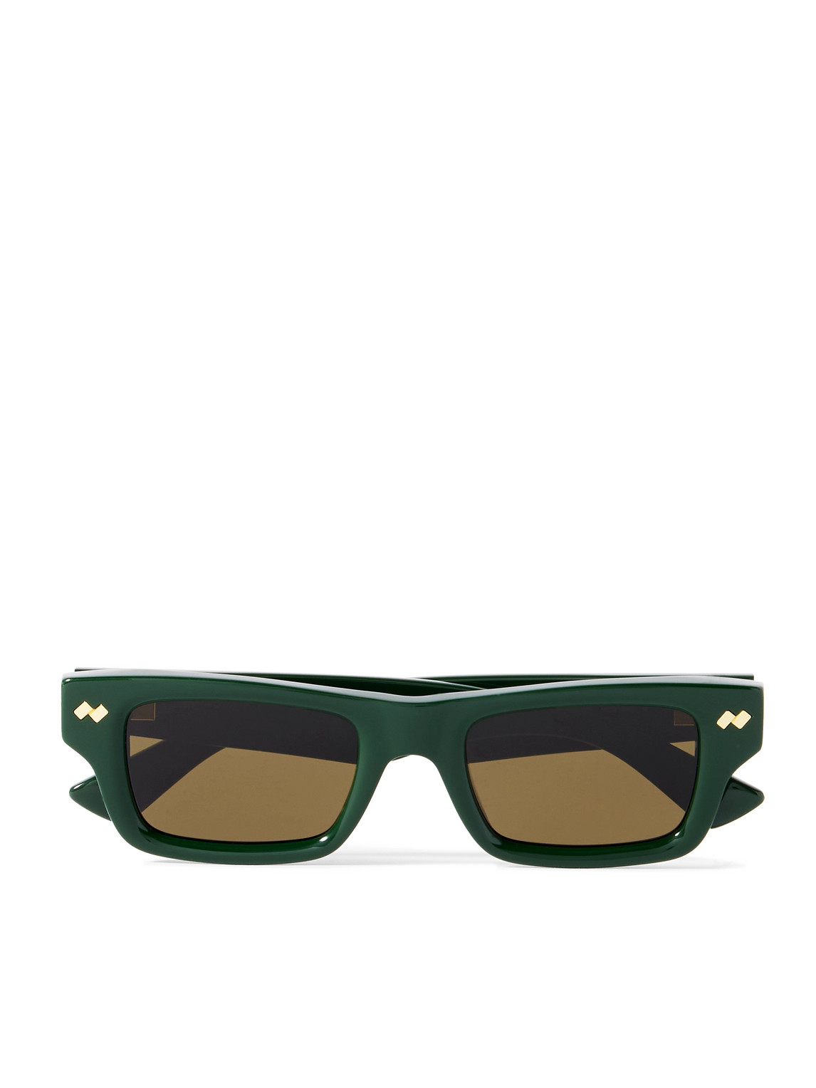 Bottega Veneta Ribbon Stud Square-frame Recycled-acetate Sunglasses In Green