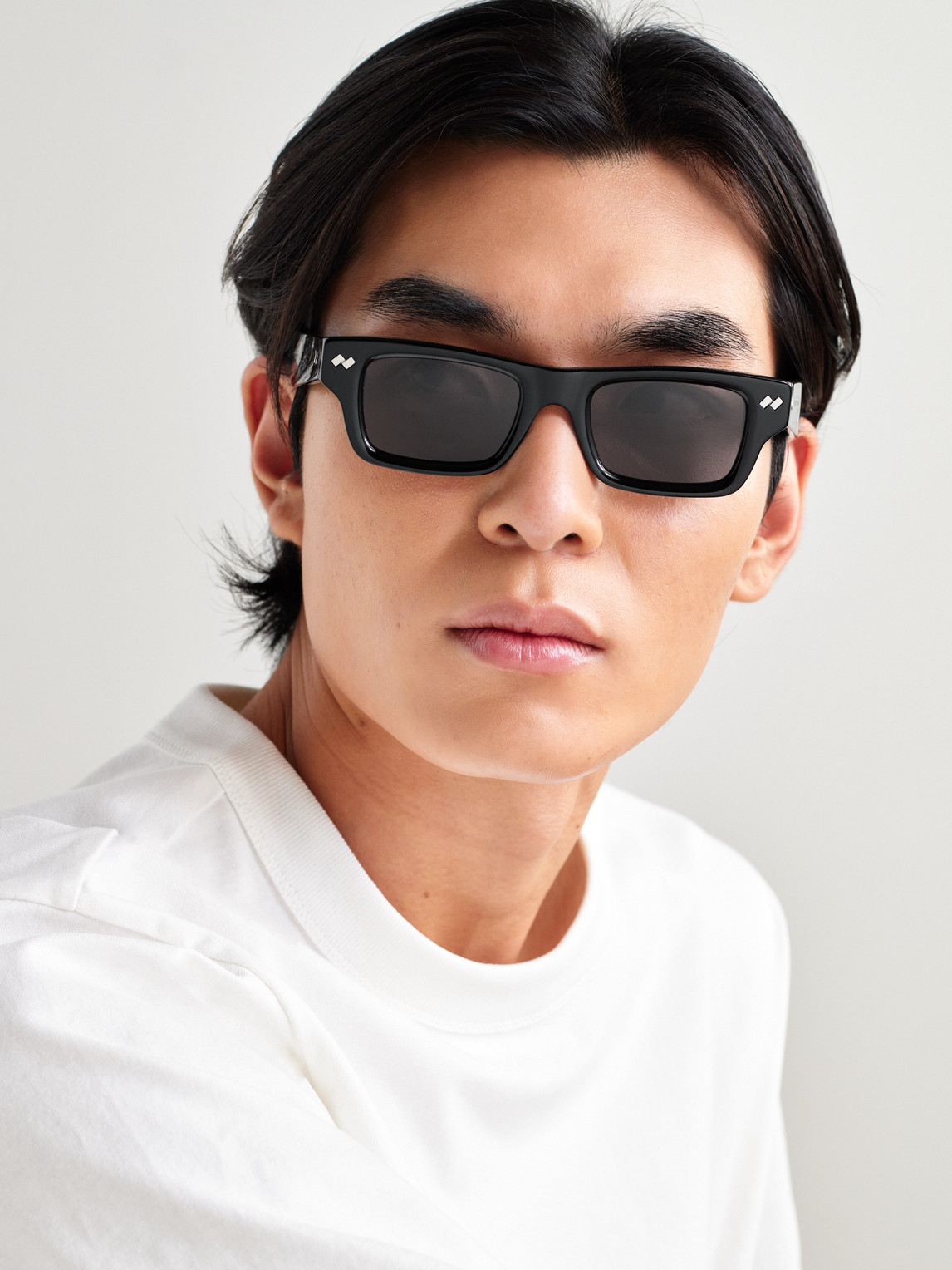 Ribbon Stud Square-Frame Recycled-Acetate Sunglasses — 2