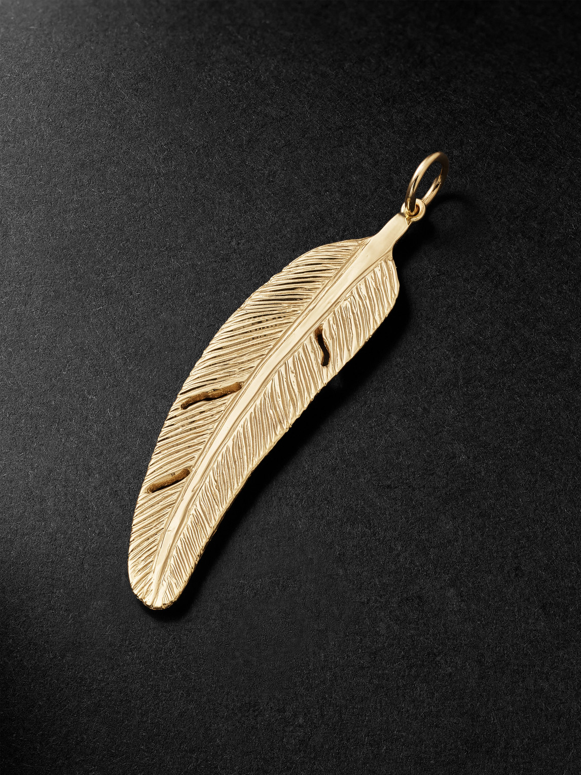 Jacquie Aiche Large Feather 14-karat Gold Charm