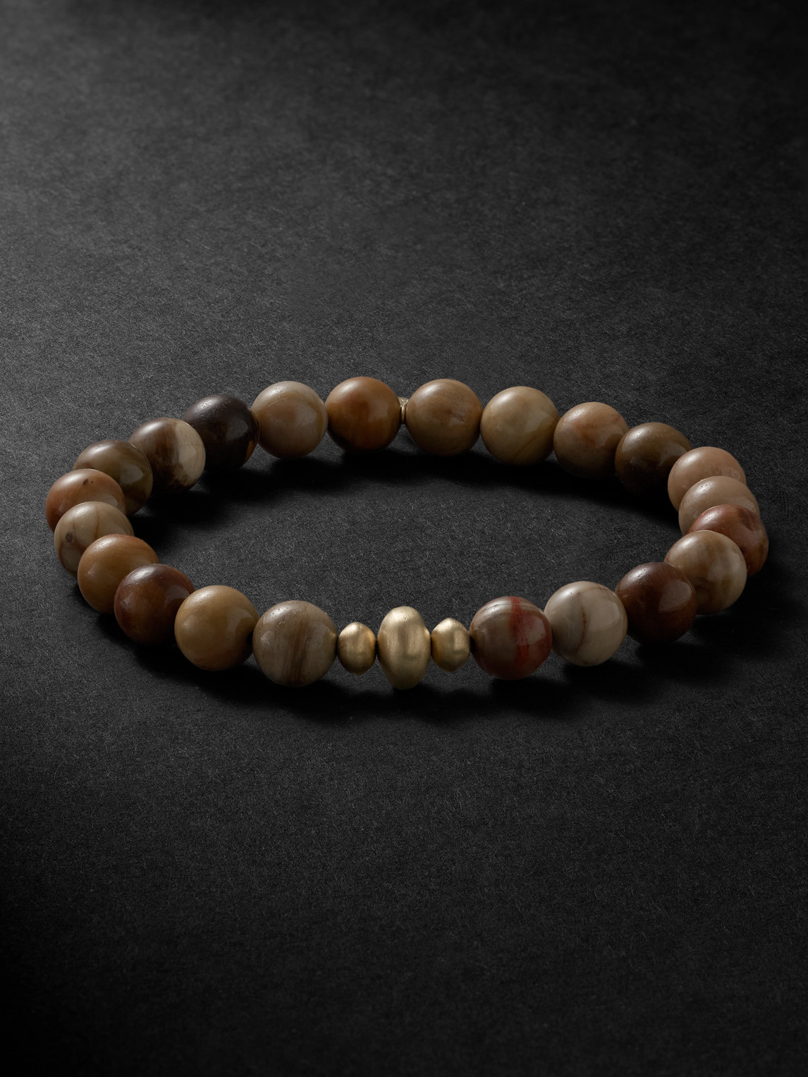 Jacquie Aiche Wood And 14-karat Gold Beaded Bracelet In Brown
