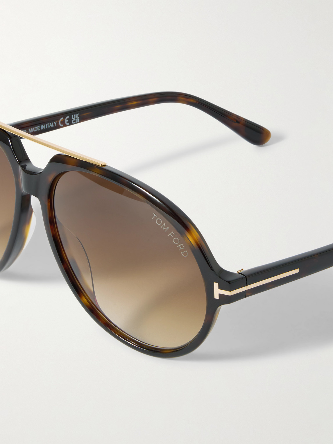 Tom Ford Aalto Aviator-style Tortoiseshell Acetate Sunglasses In Metallic
