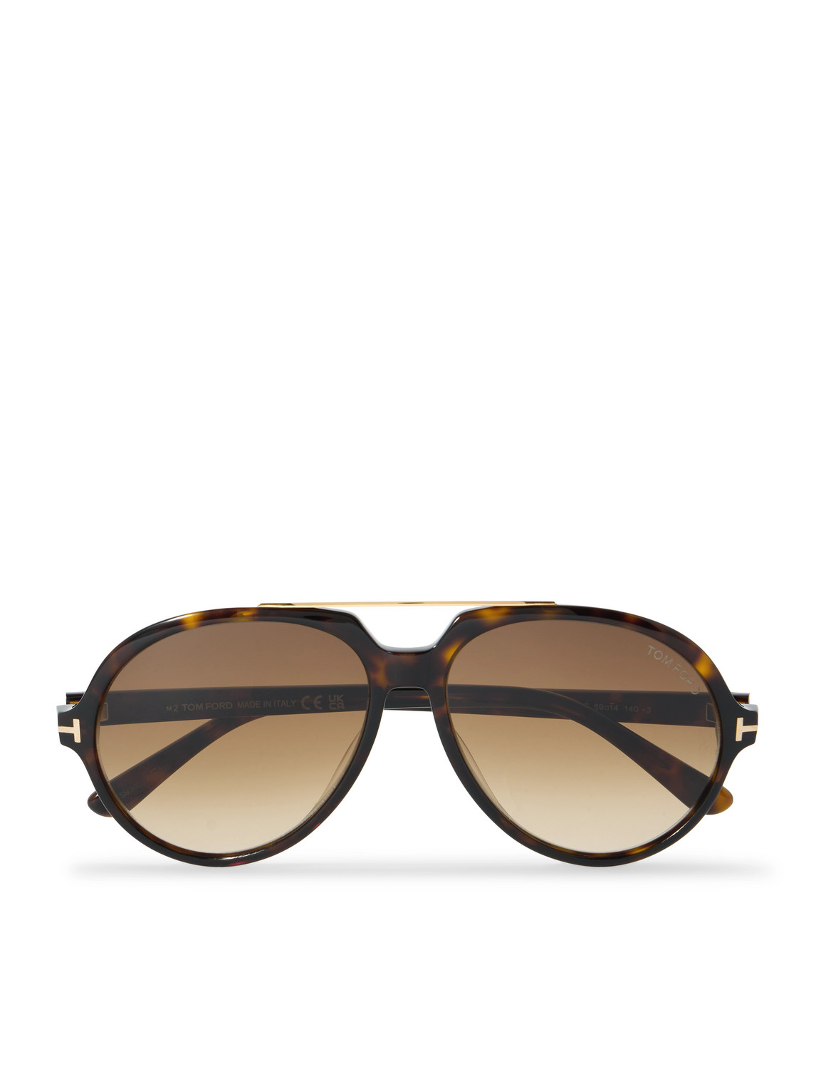 Tom Ford Aalto Aviator-style Tortoiseshell Acetate Sunglasses In Metallic