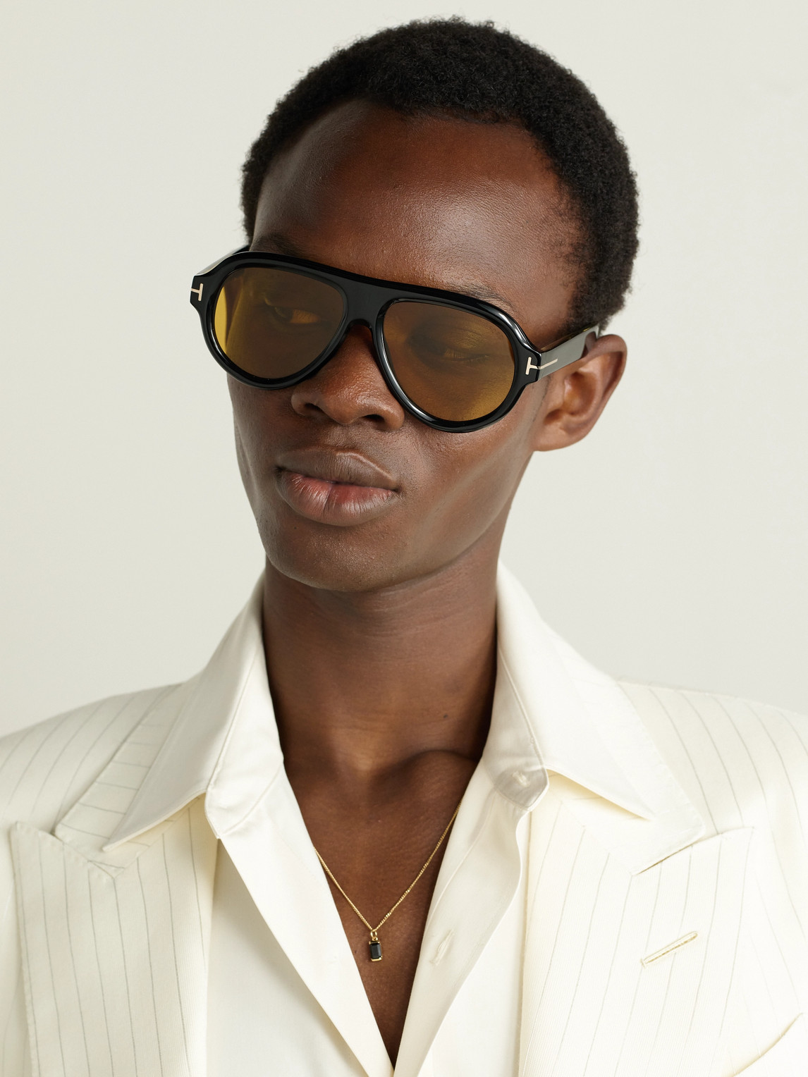 Tom Ford Icon Pilot Aviator-style Tortoiseshell Acetate Sunglasses In Black