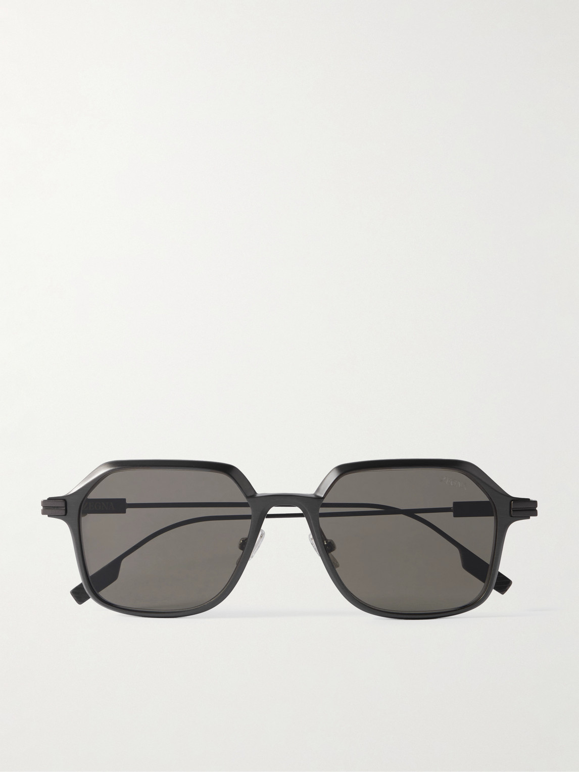 Zegna D-Frame Brushed-Aluminium Polarised Sunglasses - Men
