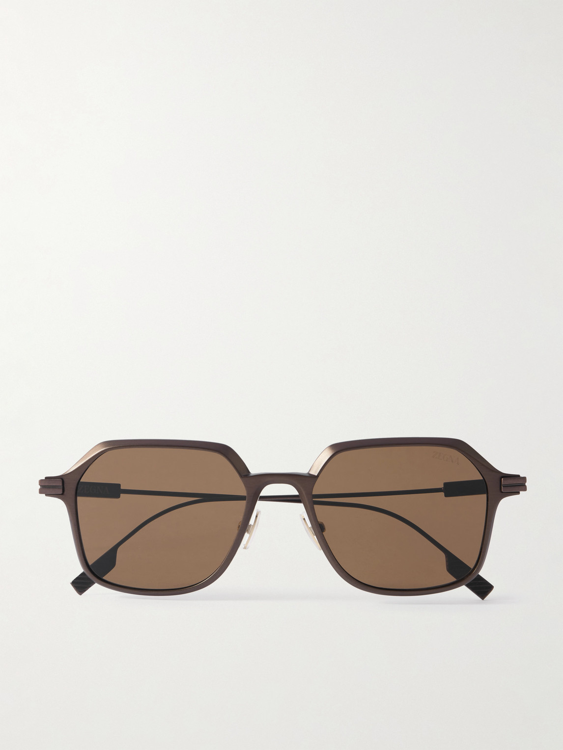 Zegna D-Frame Brushed-Aluminium Polarised Sunglasses - Men