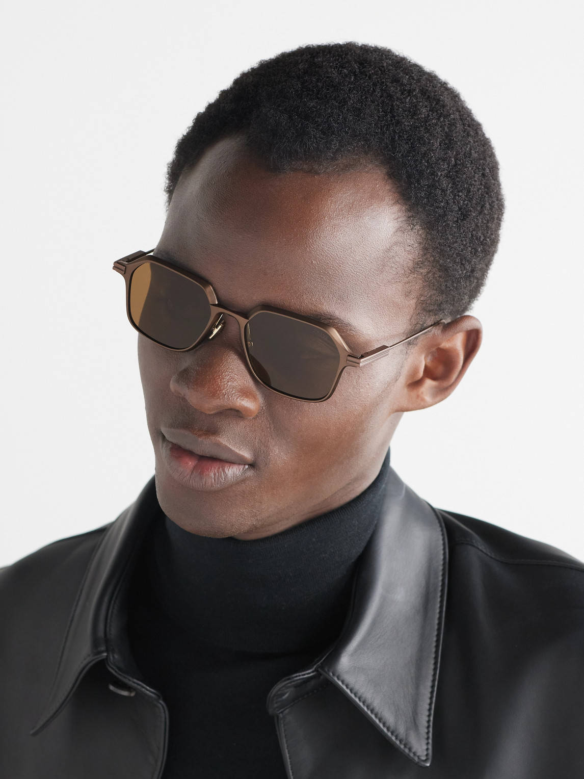 Zegna D-frame Brushed-aluminium Polarised Sunglasses In Brown