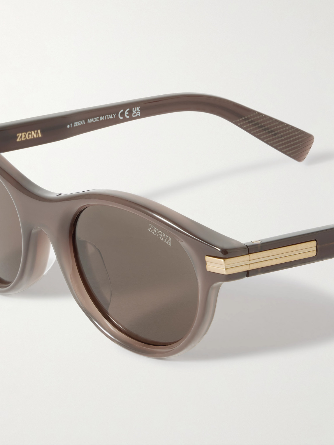 Zegna Round-frame Acetate Sunglasses In Brown