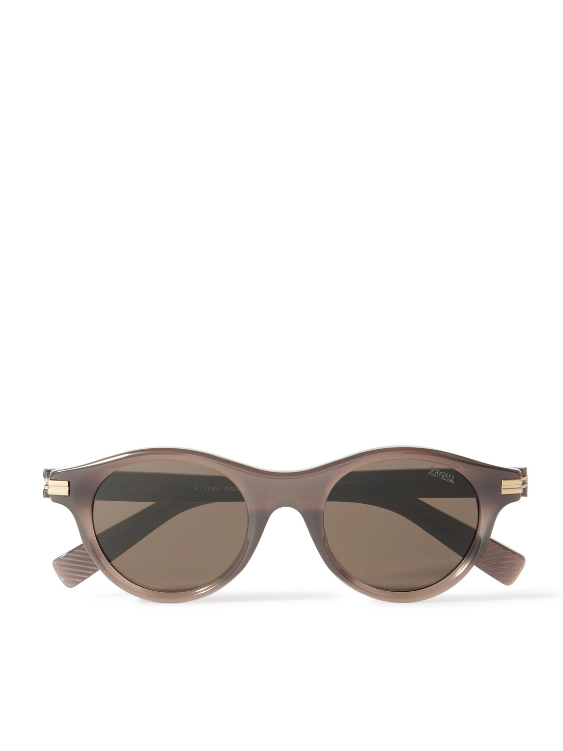 Zegna Round-frame Acetate Sunglasses In Brown