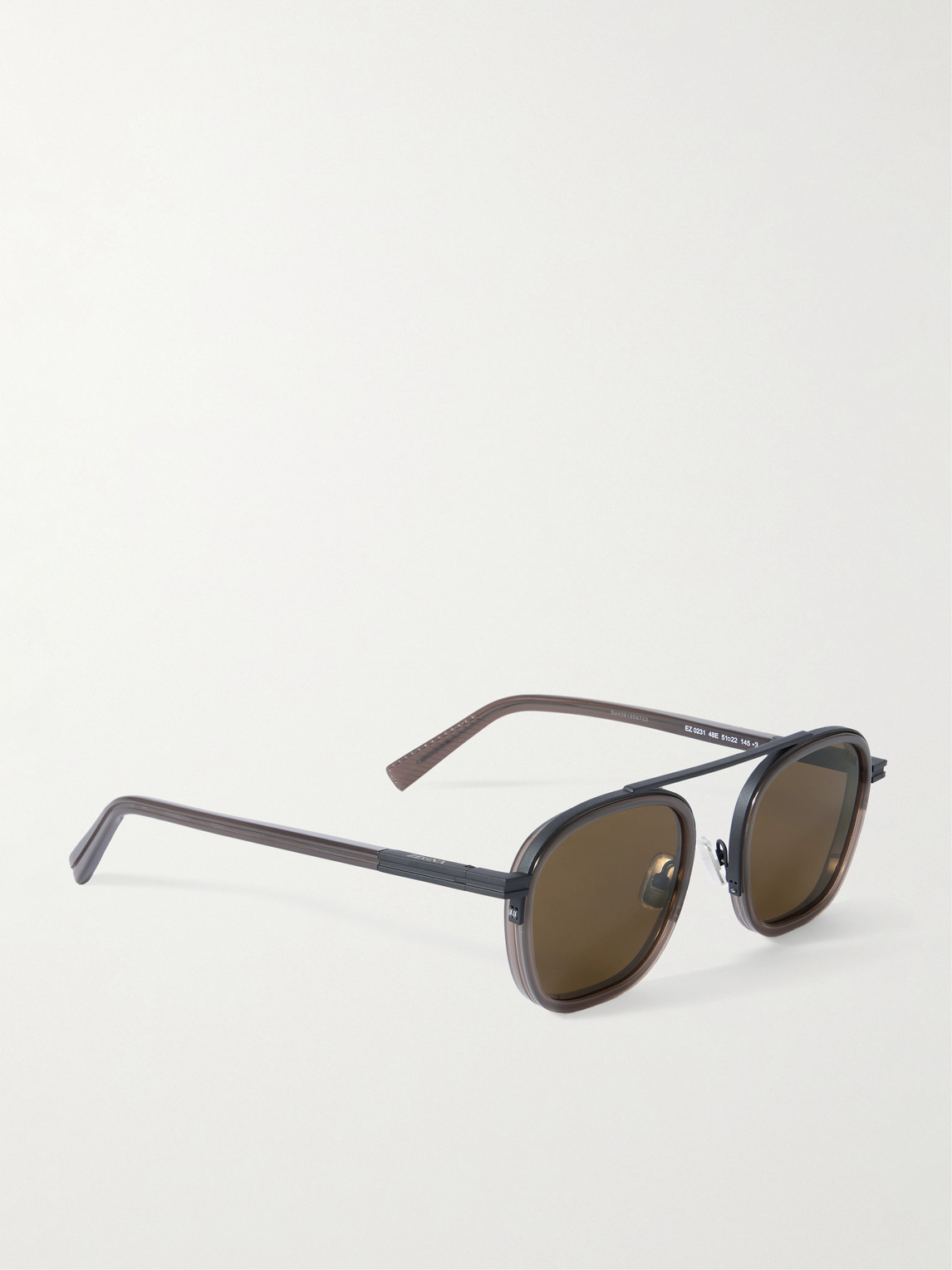 Zegna Aviator-style Metal And Acetate Sunglasses In Brown