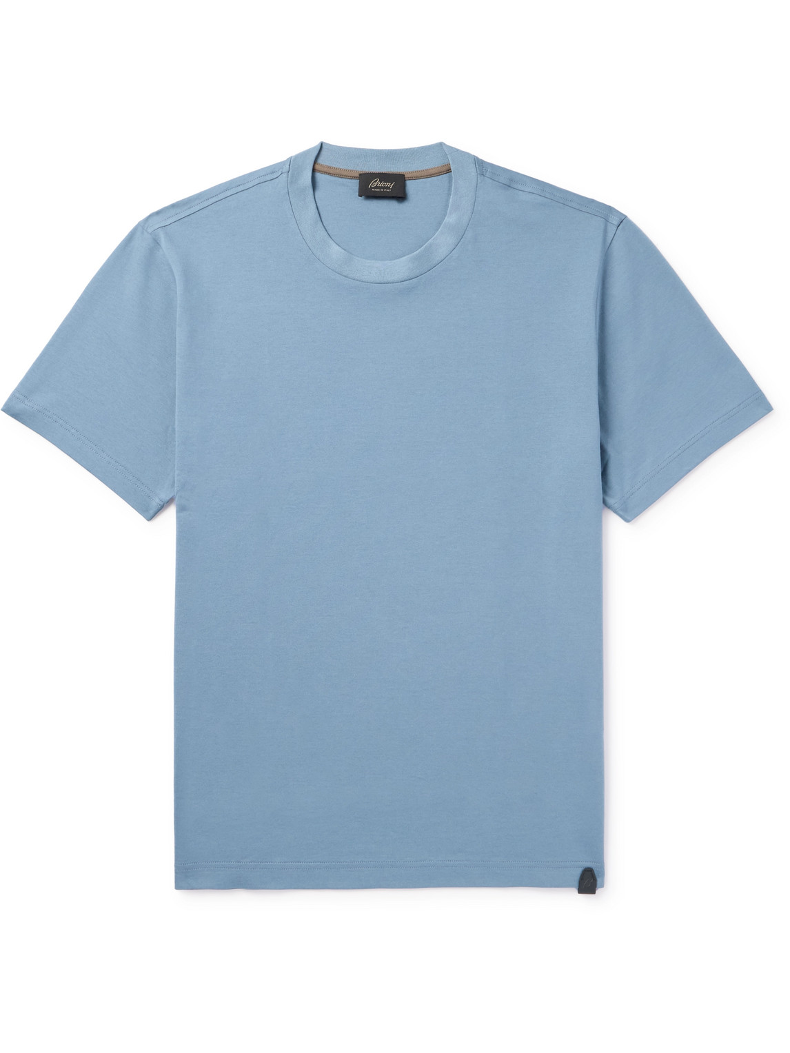 Leather-Trimmed Cotton-Jersey T-Shirt