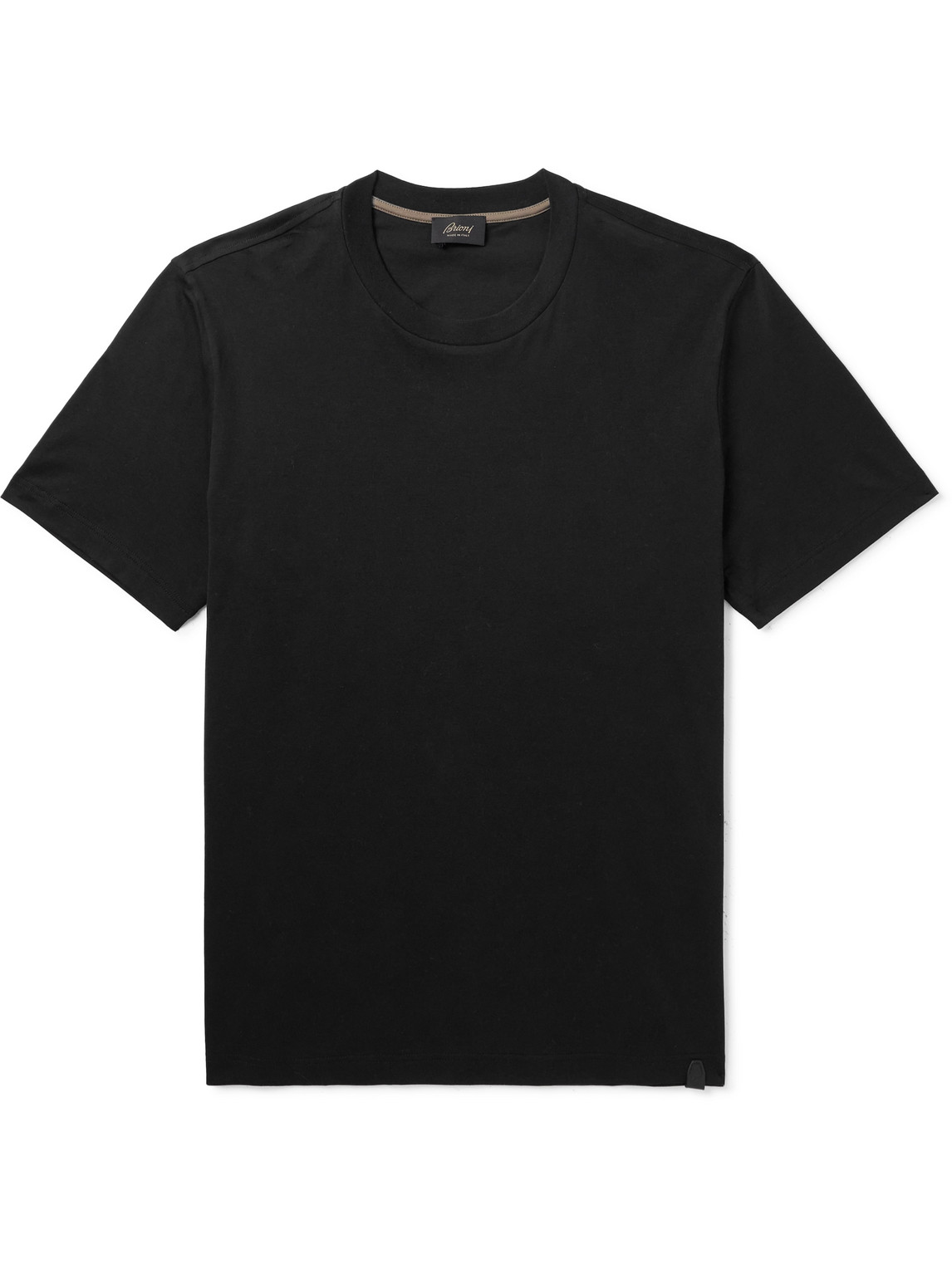 Leather-Trimmed Cotton-Jersey T-Shirt