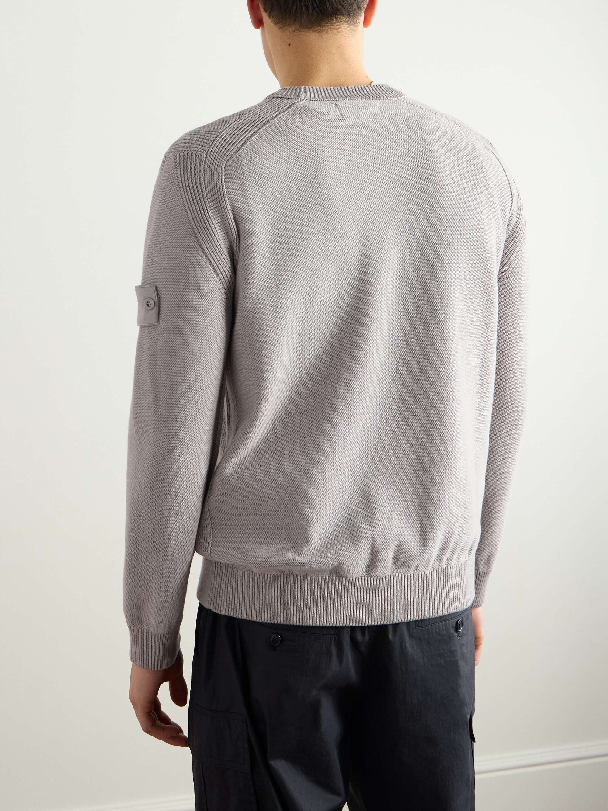 STONE ISLAND Ghost Logo-Appliquéd Cotton and Cashmere-Blend