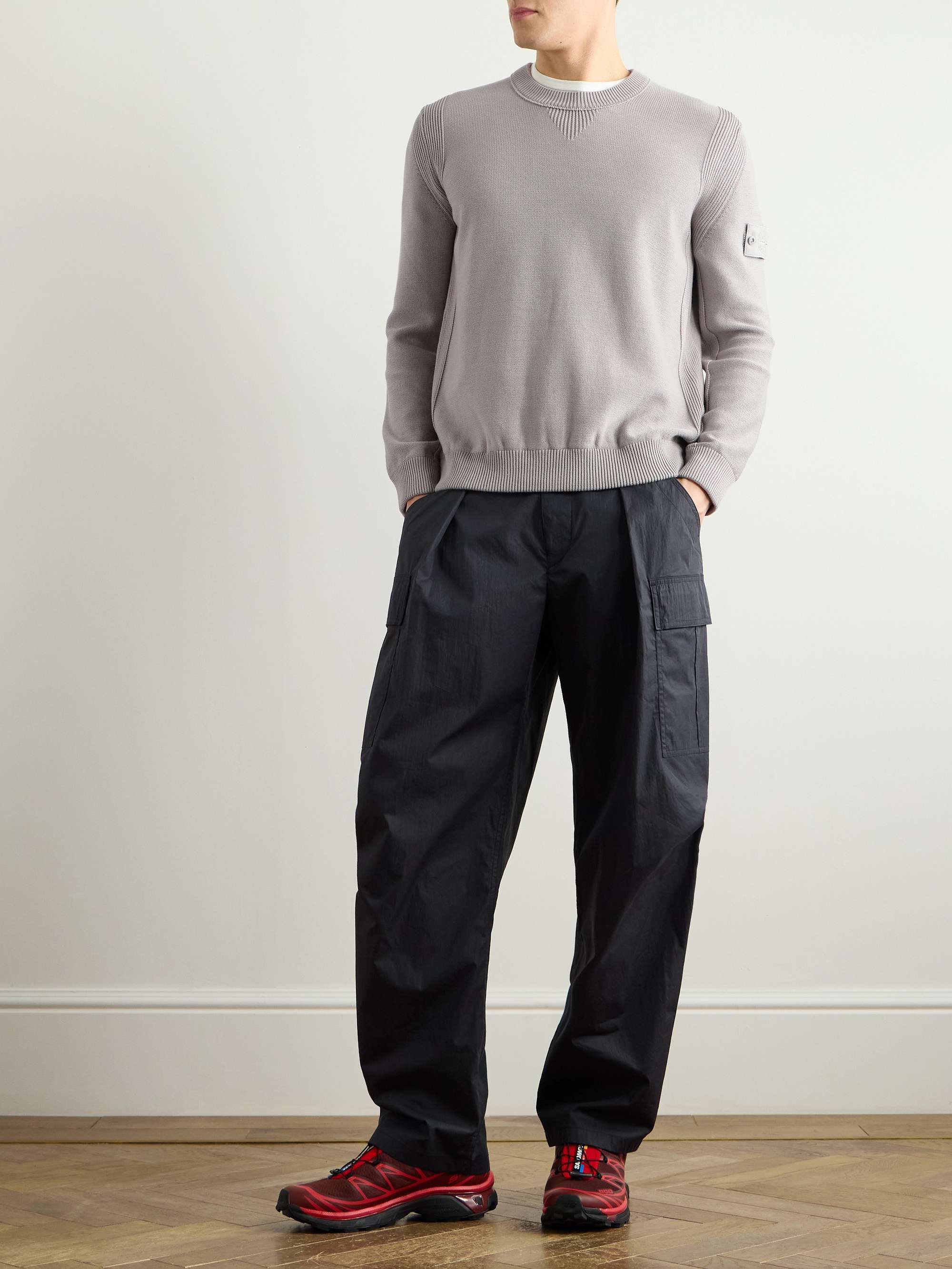 STONE ISLAND Ghost Logo-Appliquéd Cotton and Cashmere-Blend STONE ISLAND Ghost Logo-Appliquéd Cotton and Cashmere-Blend