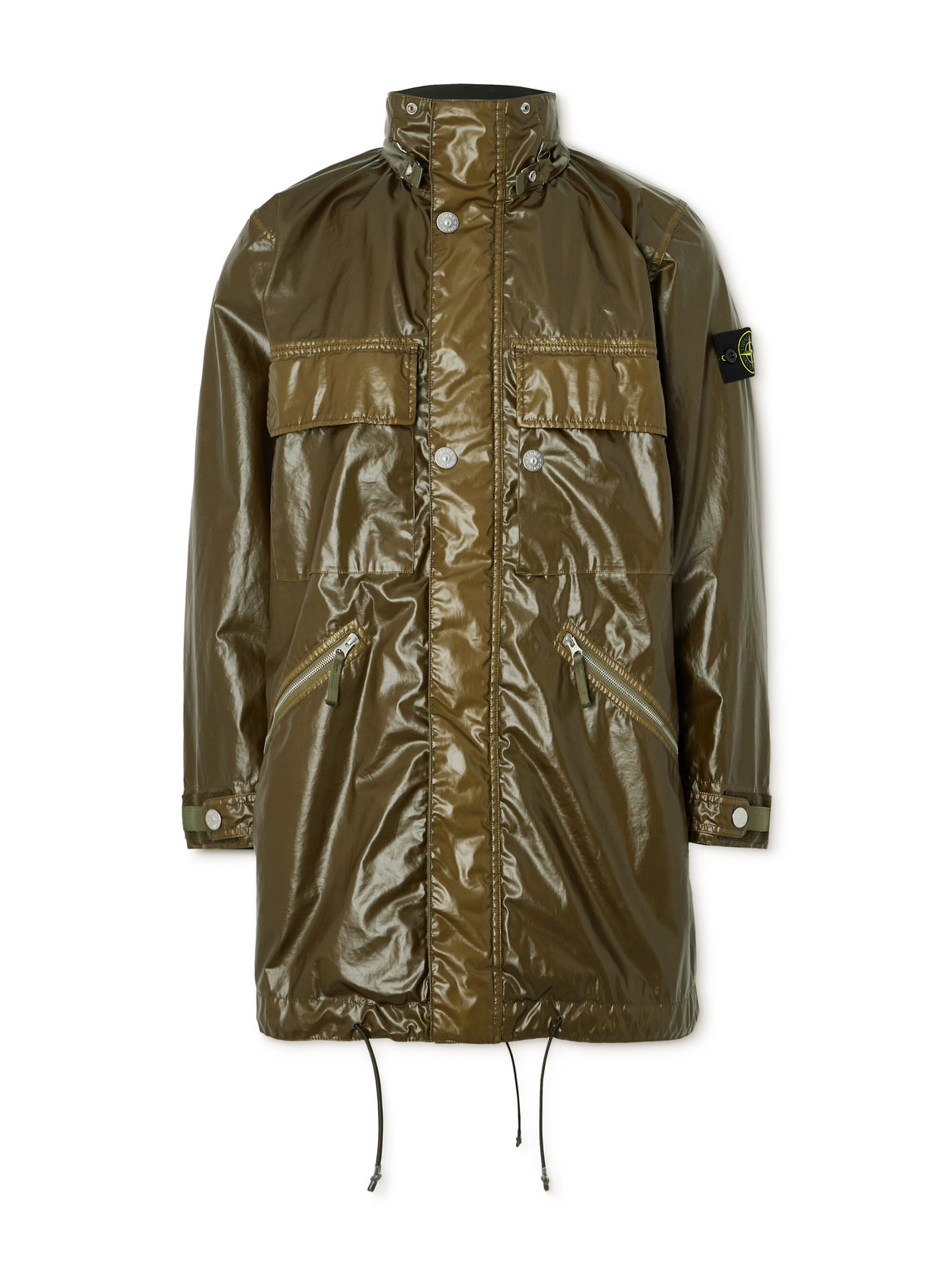 Garment-Dyed Mussola Gommata Coated Cotton-Shell Parka