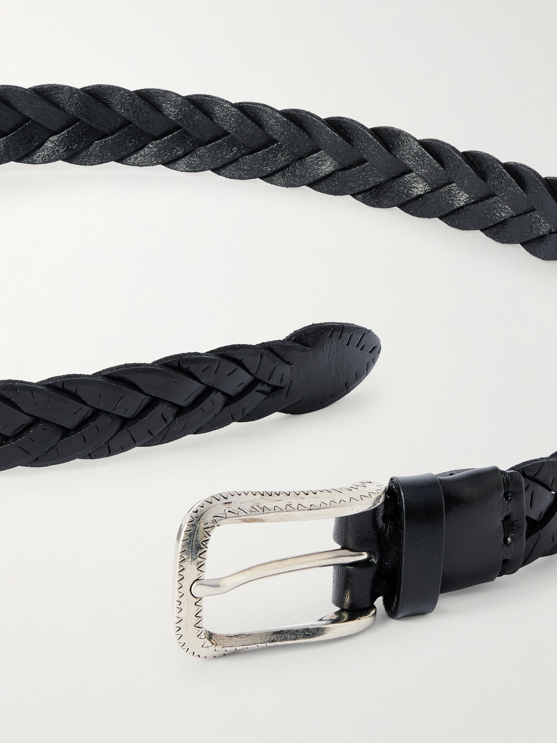 Brunello Cucinelli 3cm Woven Leather Belt In Black