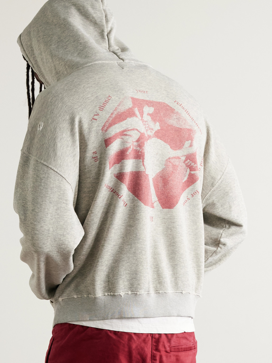 Enfants Riches Deprimes Distressed Logo-print Cotton-jersey Hoodie In Gray