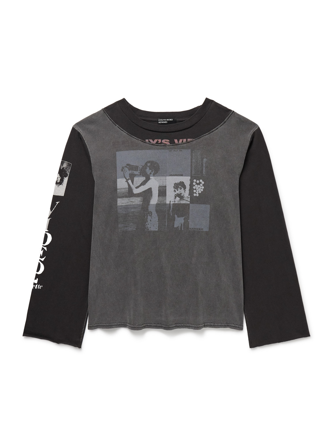 Enfants Riches Deprimes Benny's Video Panelled Printed Cotton-jersey T-shirt In Black