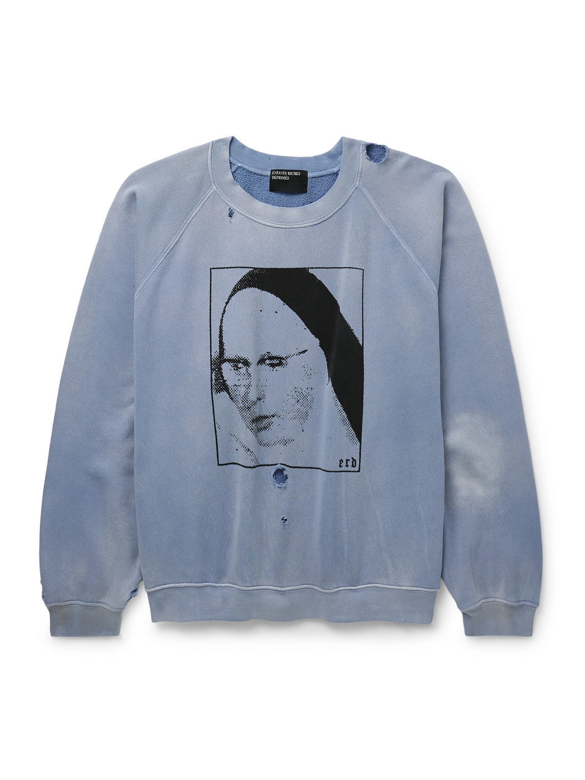 Singing Woman Distressed Printed Garment-Dyed Cotton-Jersey Sweatshirt
