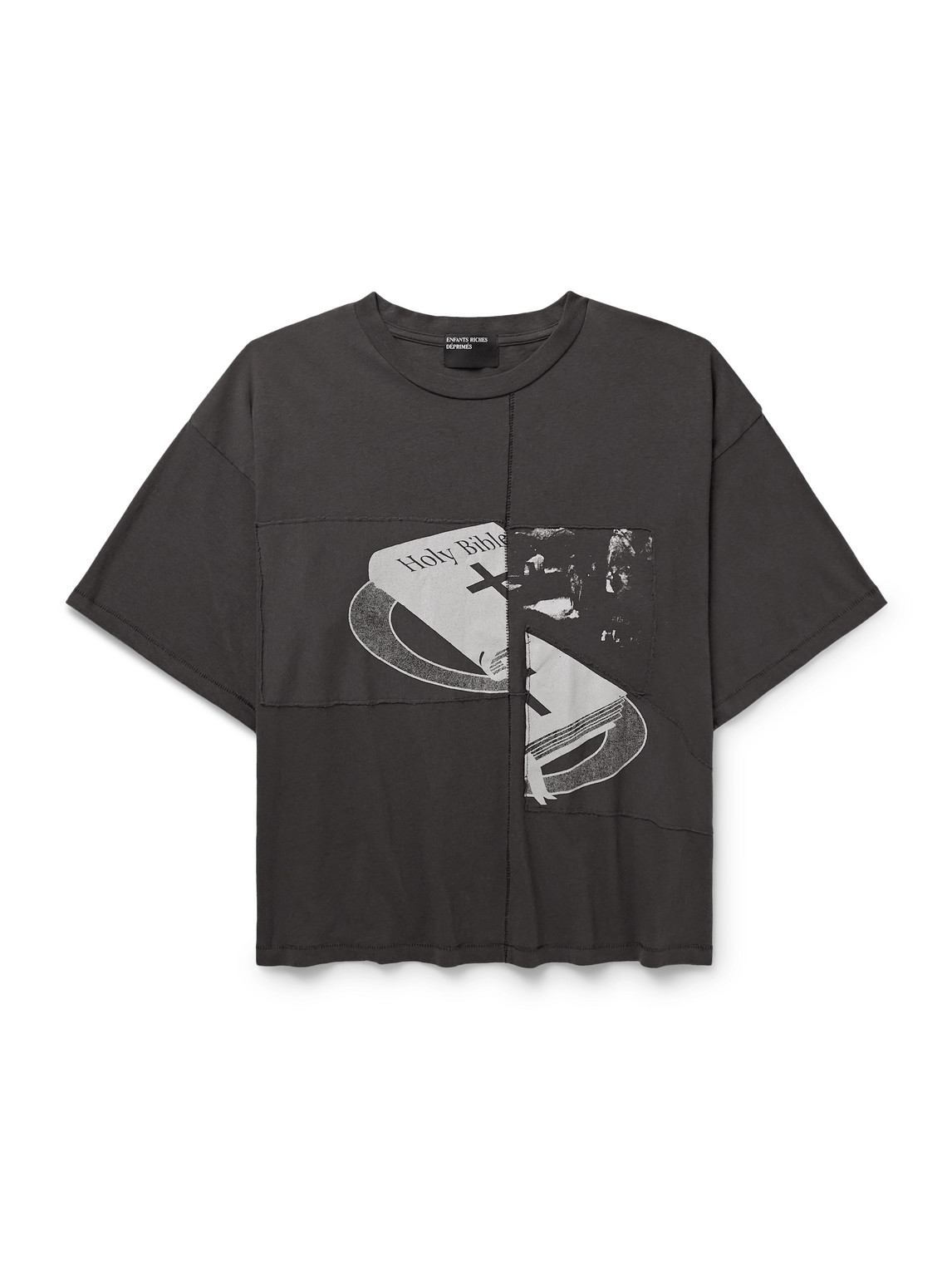 Holy Bible Assemblage Panelled Printed Cotton-Jersey T-Shirt