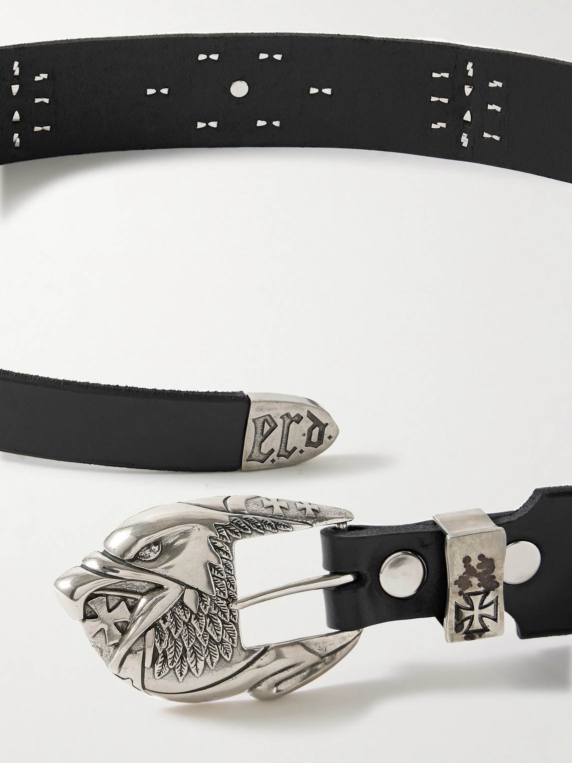 Enfants Riches Deprimes 4.5cm Eagle Petit Iron Cross Studded Leather Belt In Black