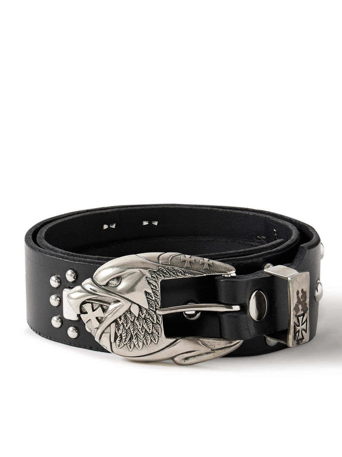 Enfants Riches Deprimes 4.5cm Eagle Petit Iron Cross Studded Leather Belt In Black