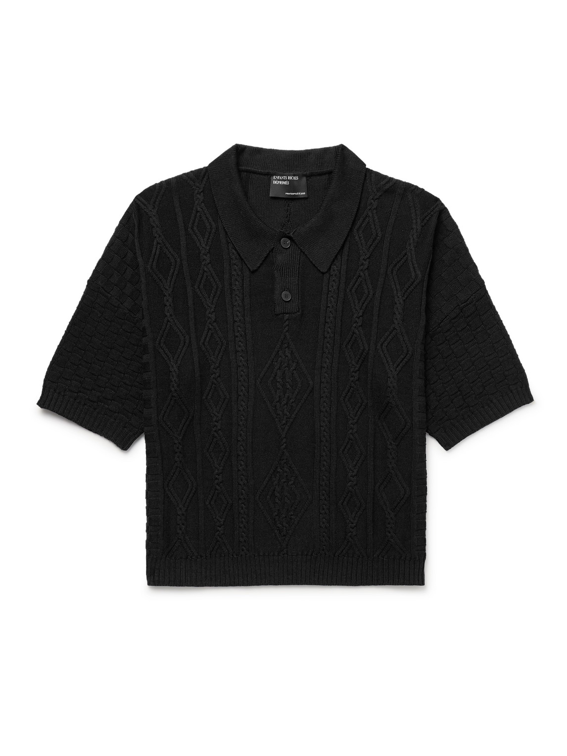 Anthony Cable-Knit Silk and Cotton-Blend Polo Shirt