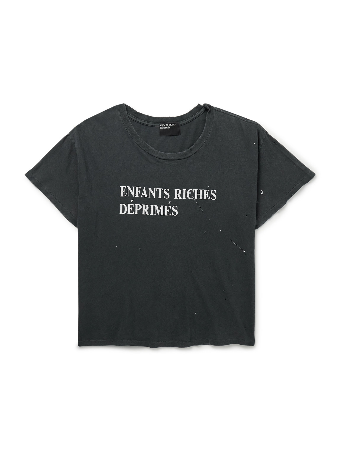 Distressed Logo-Print Garment-Dyed Cotton-Jersey T-Shirt