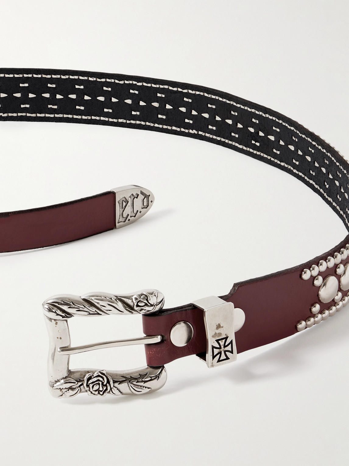Enfants Riches Deprimes 3.5cm Goodbye Franky Studded Leather Belt In Burgundy