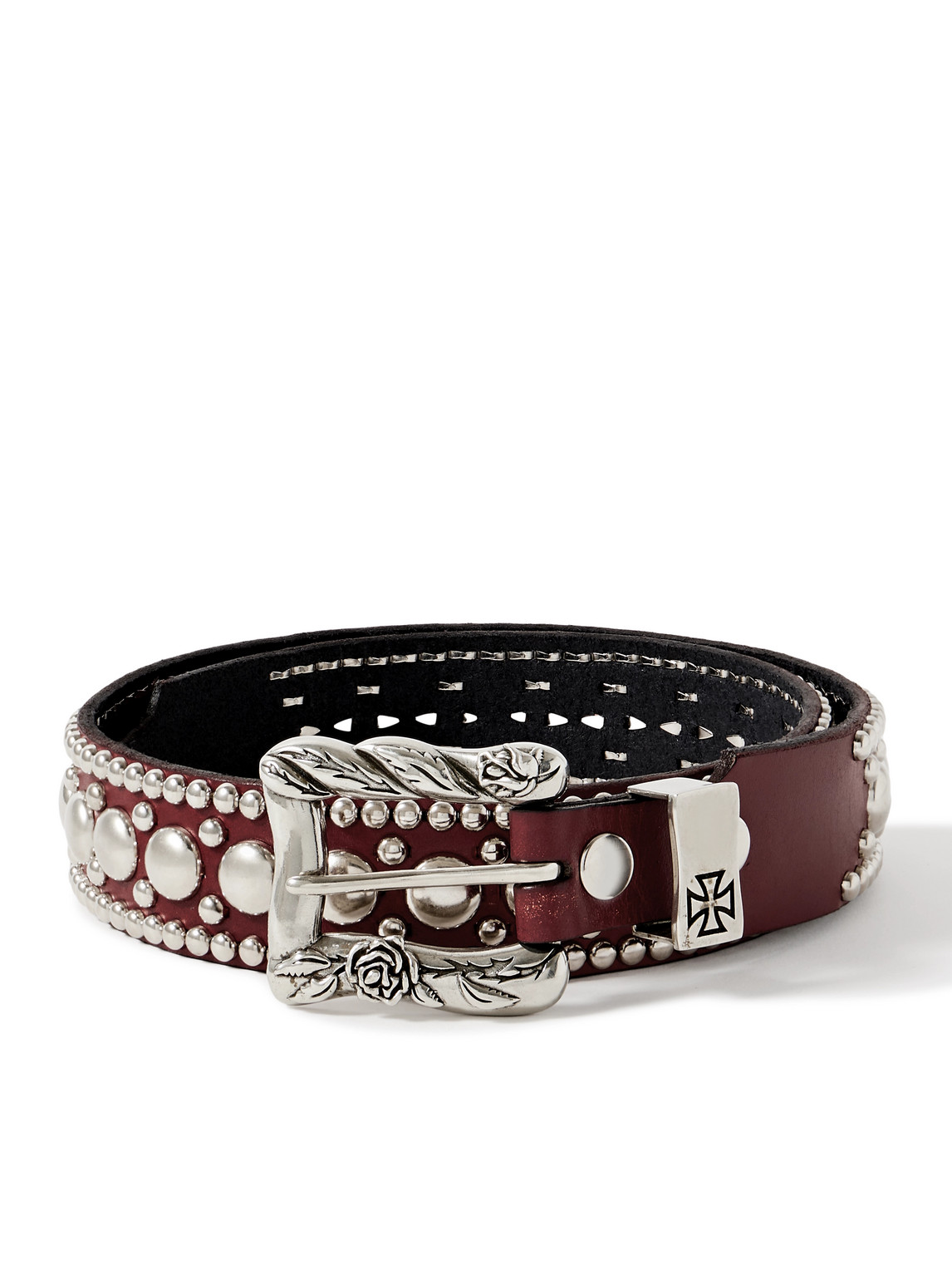 Enfants Riches Deprimes 3.5cm Goodbye Franky Studded Leather Belt In Burgundy