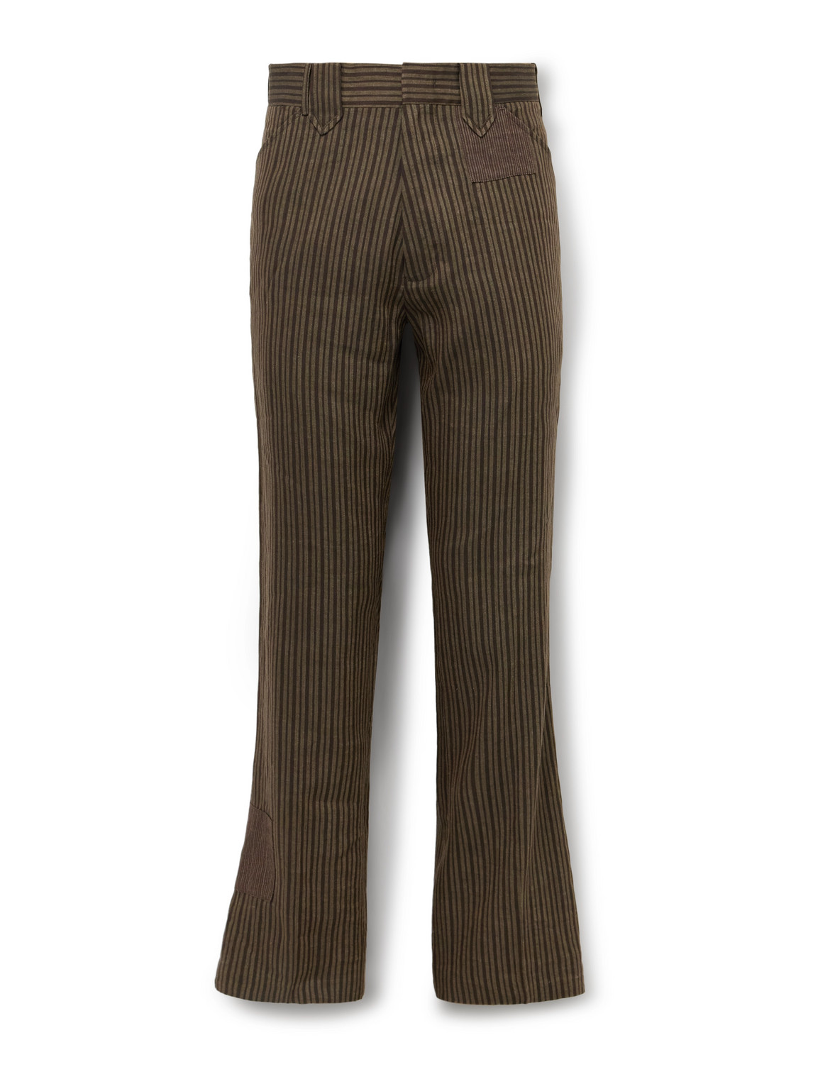 Robot March Straight-Leg Panelled Striped Linen-Blend Twill Trousers