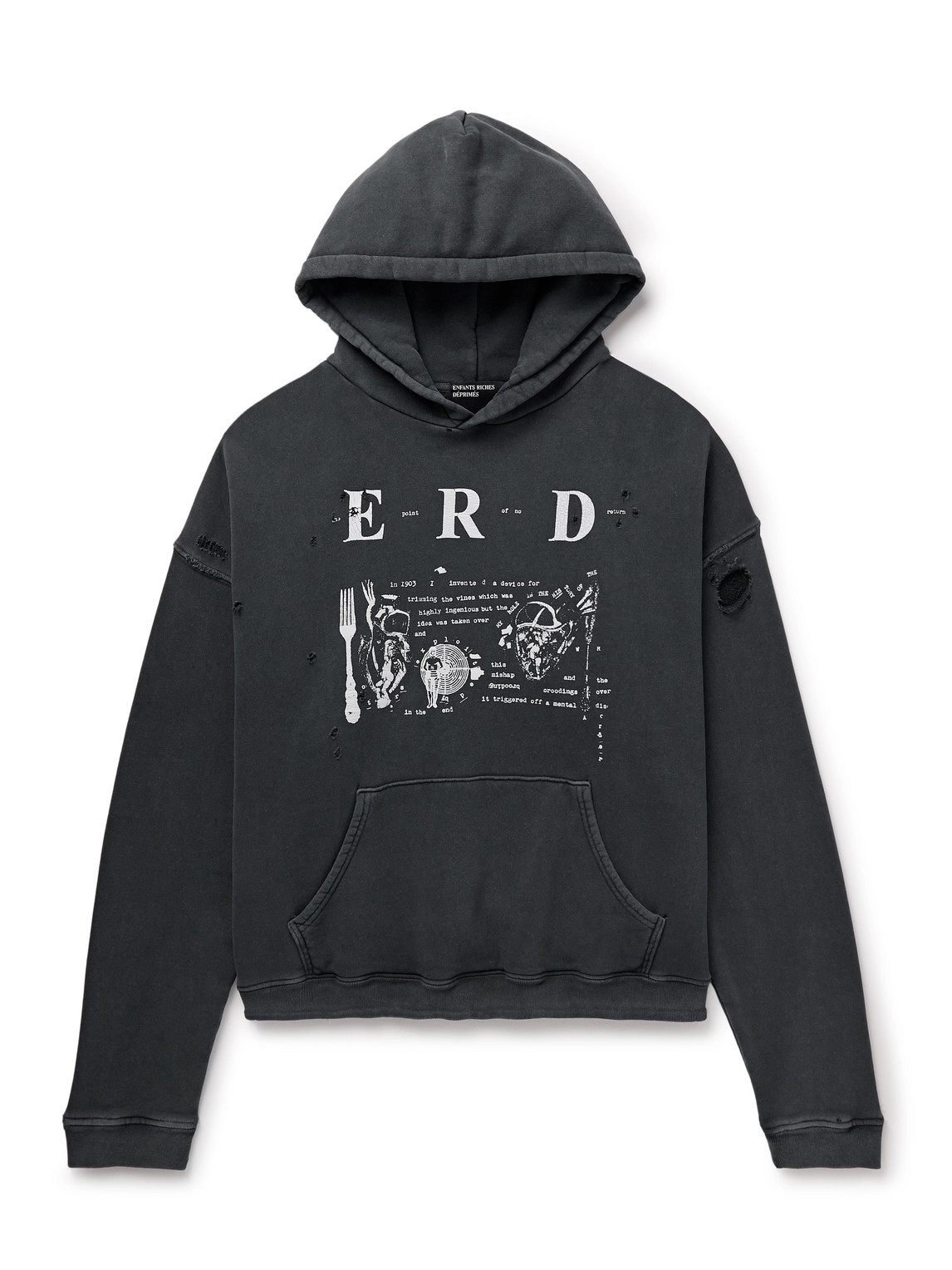 My Role in the War Distressed Logo-Print Cotton-Jersey Hoodie