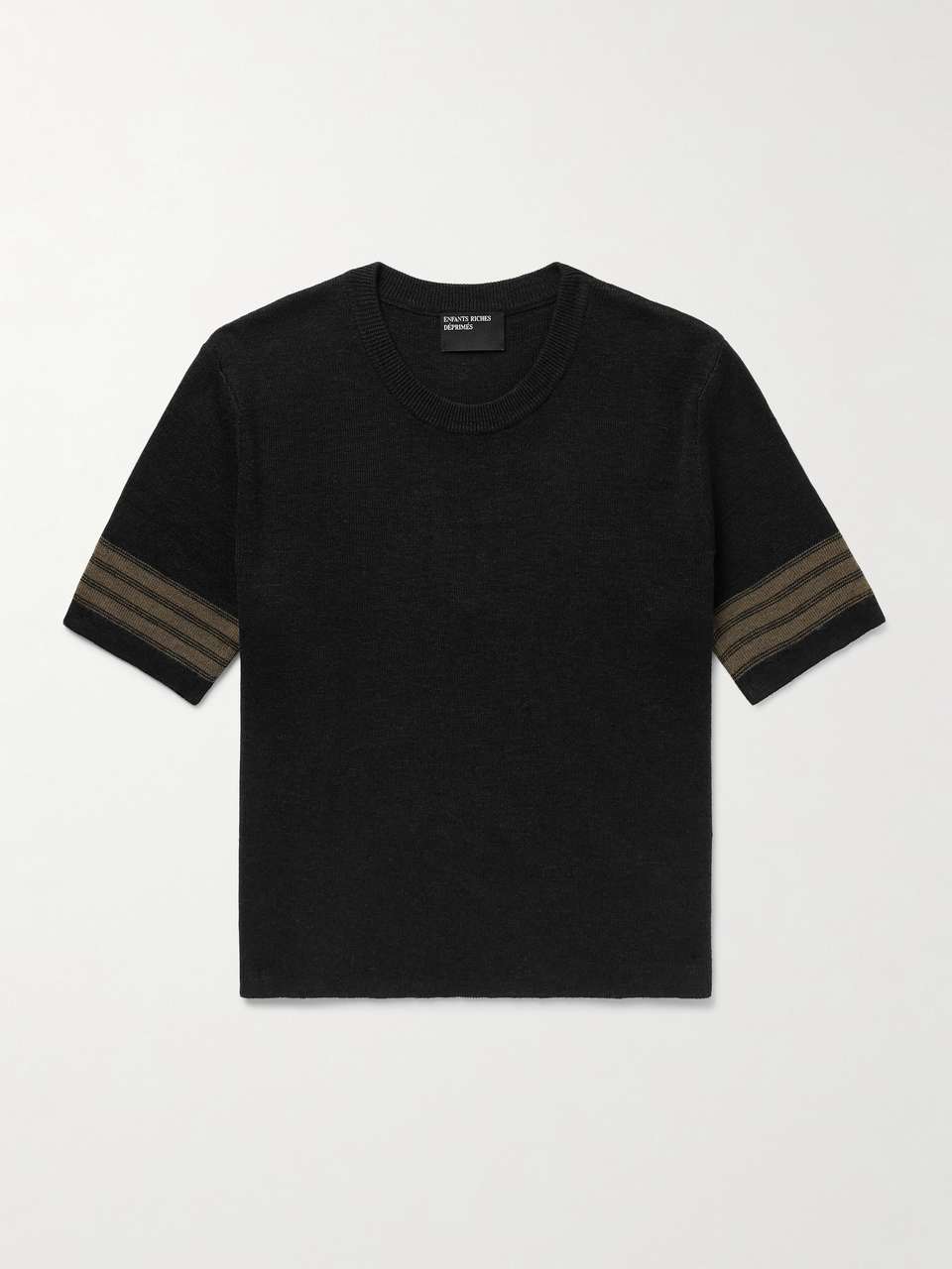 Eddy Embroidered Striped Distressed Virgin Wool, Silk and Linen-Blend Sweater