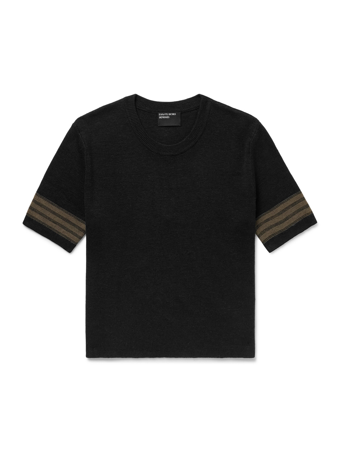 Eddy Embroidered Striped Distressed Virgin Wool, Silk and Linen-Blend Sweater