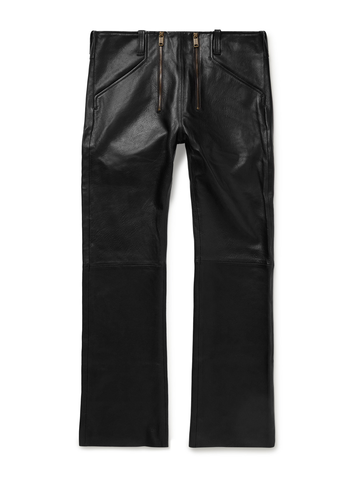 Slim-Fit Bootcut Leather Trousers