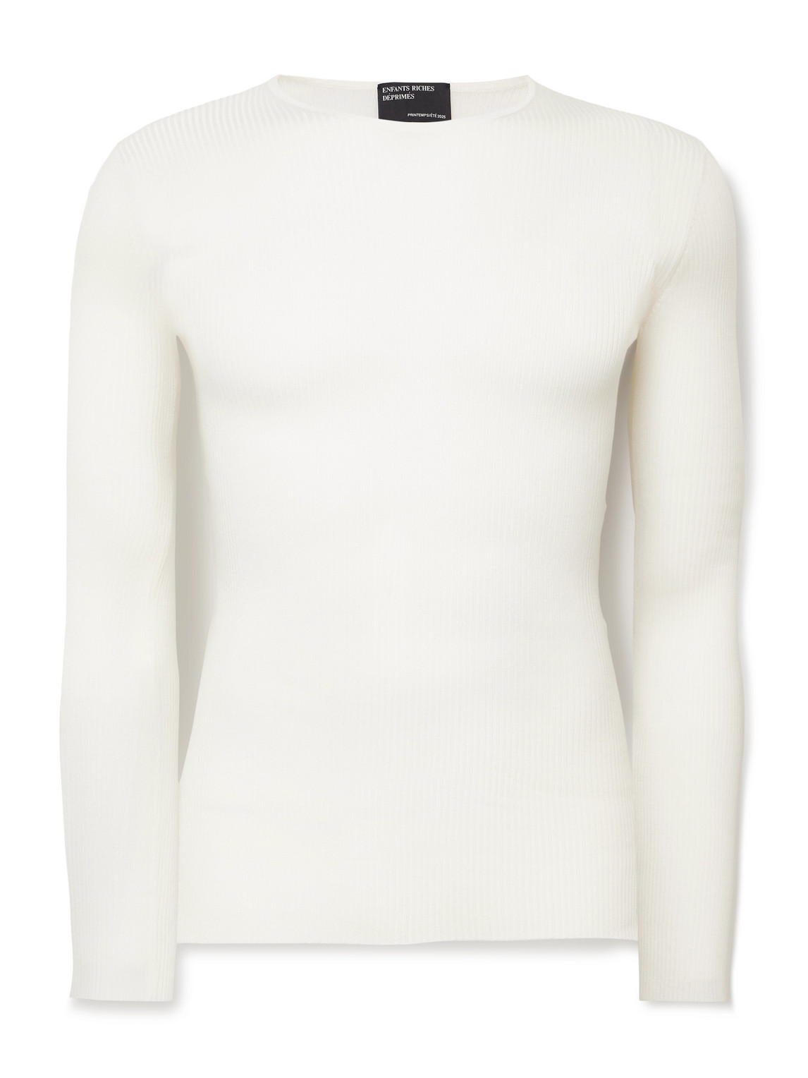 Logo-Embroidered Ribbed Silk and Cashmere-Blend Sweater