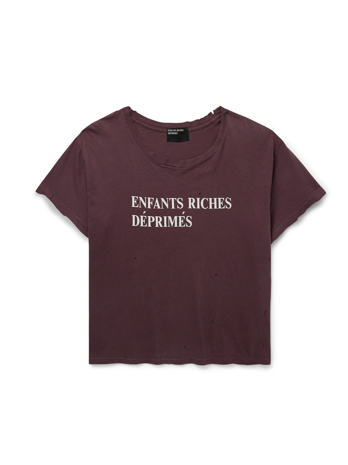 Distressed Logo-Print Garment-Dyed Cotton-Jersey T-Shirt