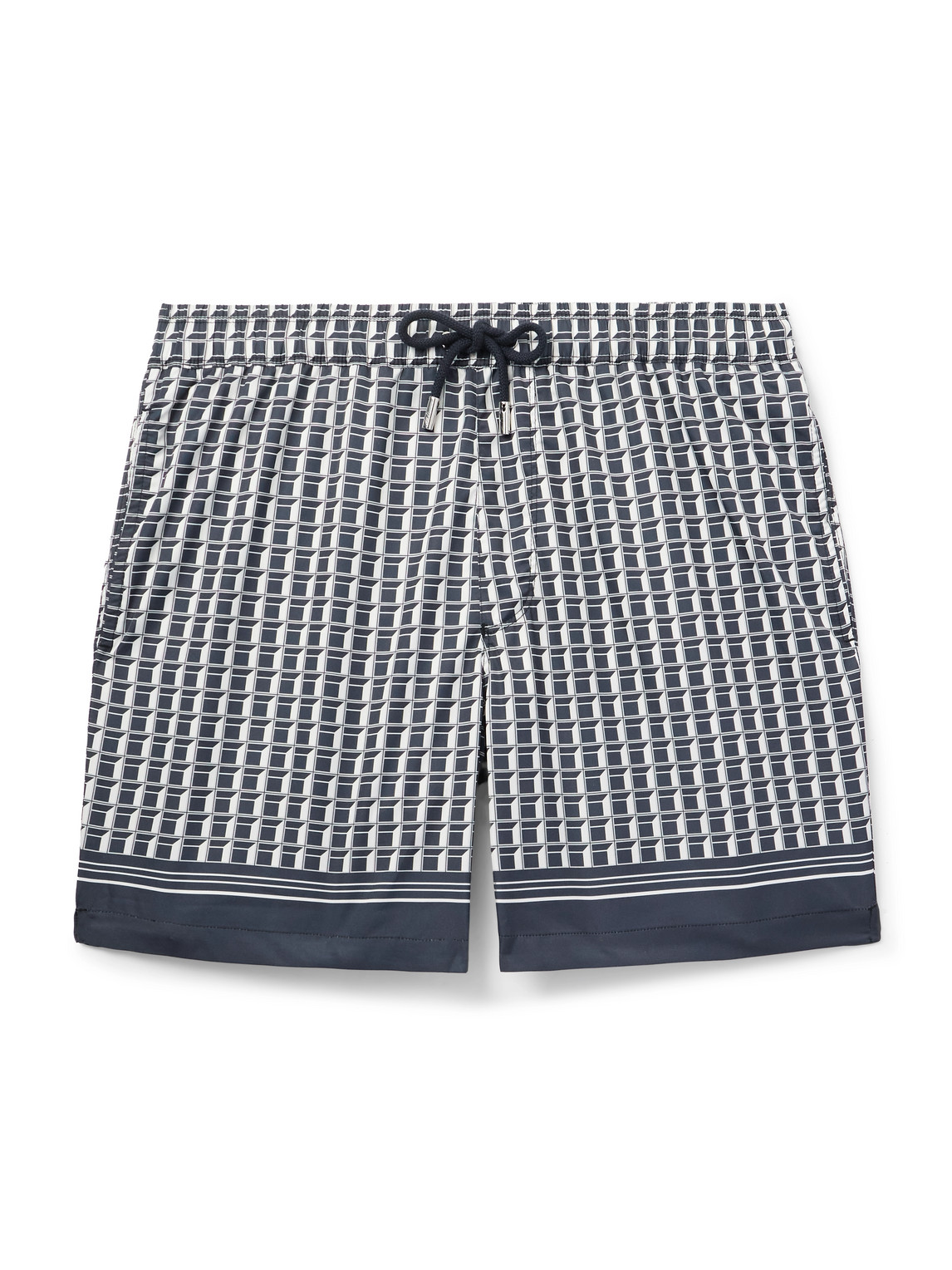 Straight-Leg Mid-Length Printed Swim Shorts