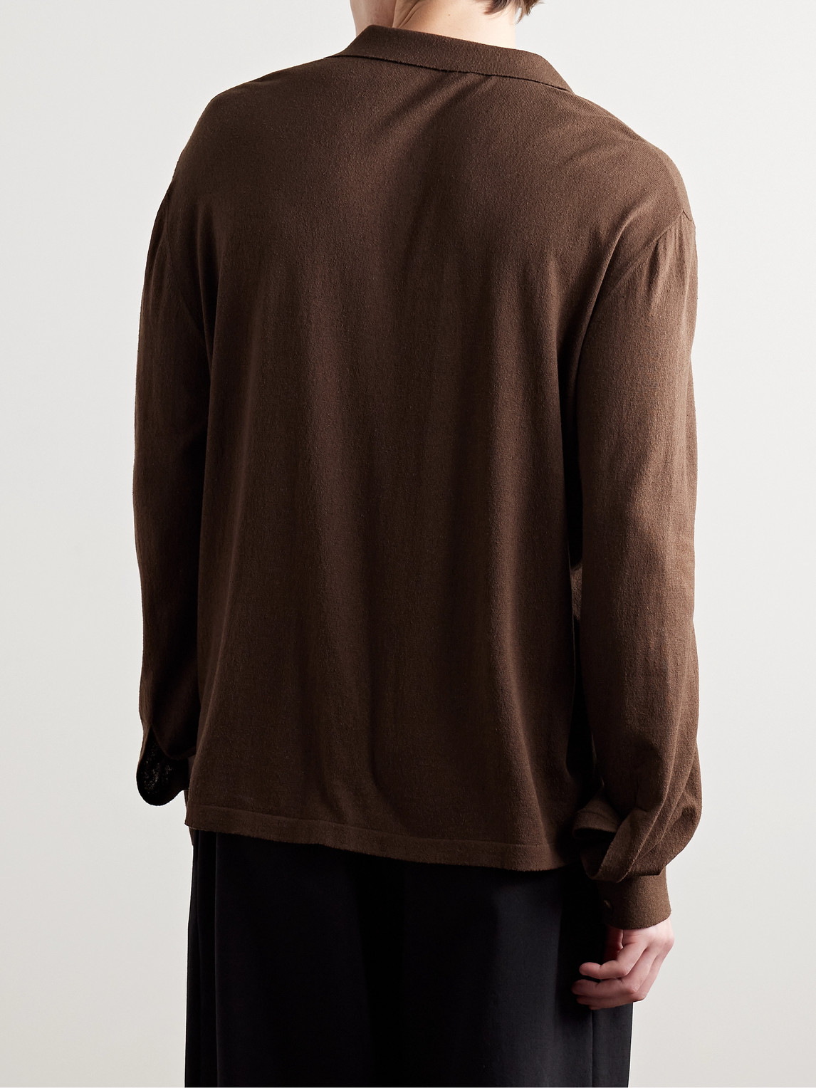 The Row Stafford Silk-jersey Polo Shirt In Brown