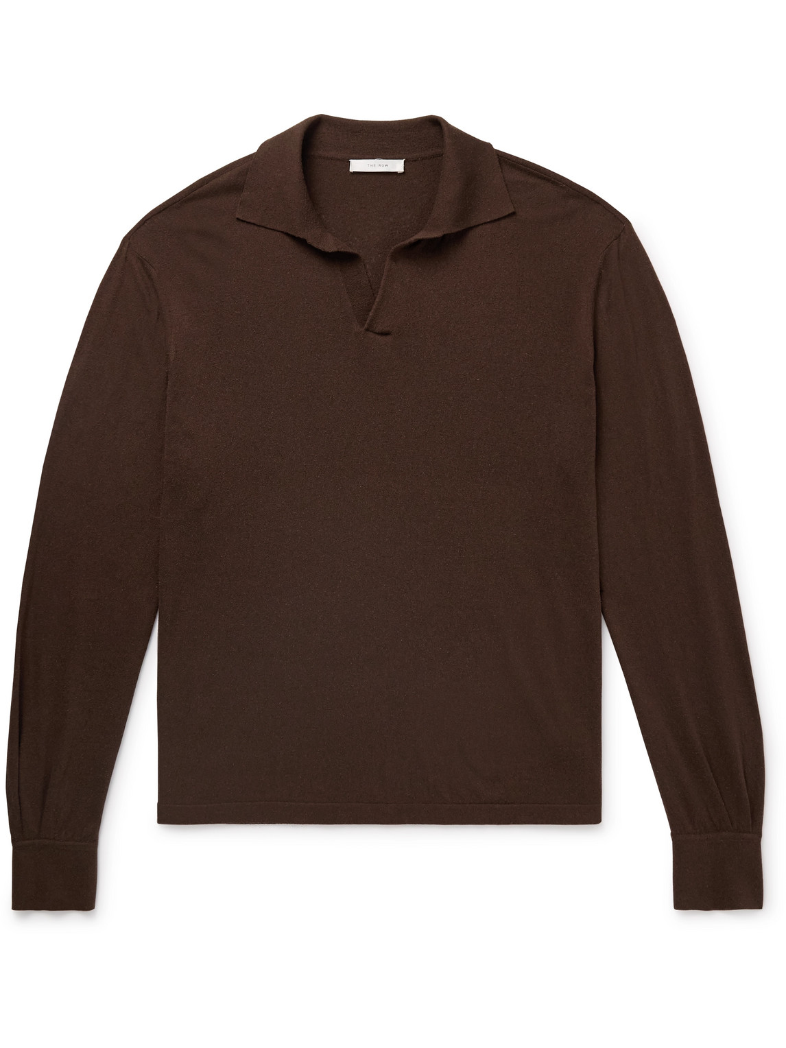 The Row Stafford Silk-jersey Polo Shirt In Brown
