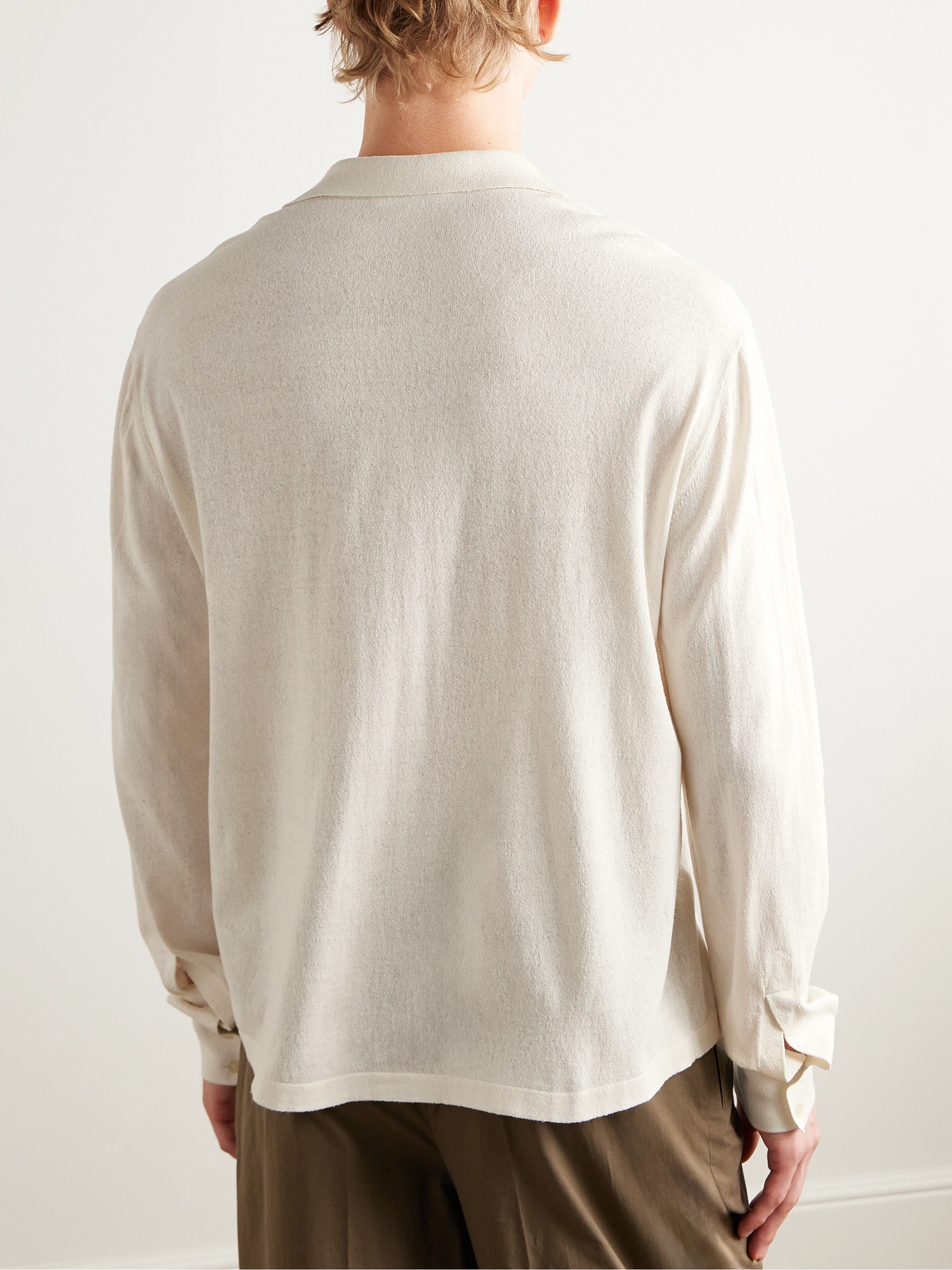 The Row Stafford Silk-jersey Polo Shirt In Neutral