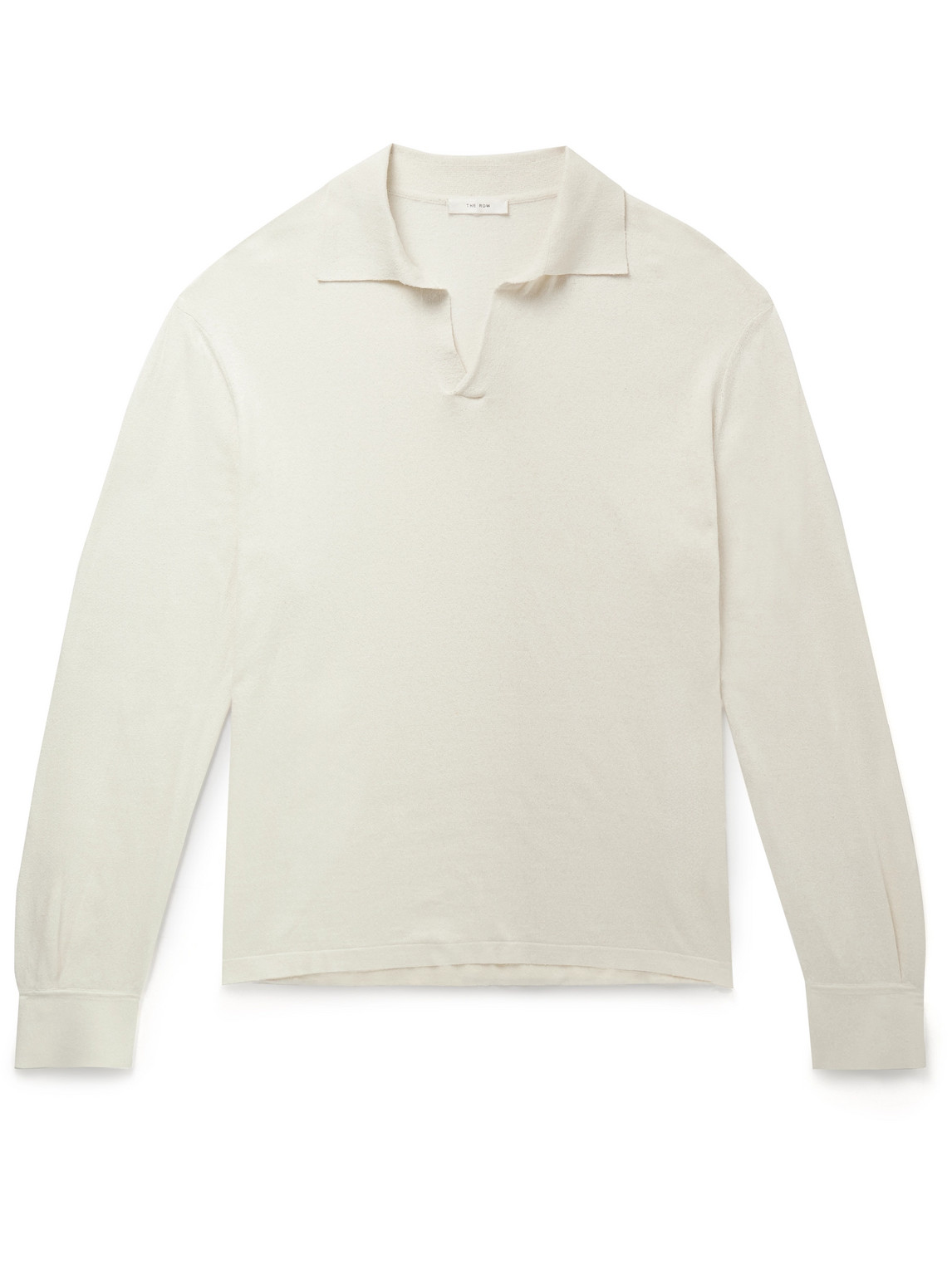 The Row Stafford Silk-jersey Polo Shirt In Neutral