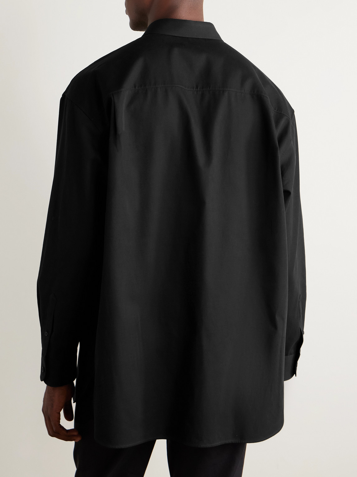 The Row Lukre Oversized Cotton And Cashmere-blend Twill Shirt In Black